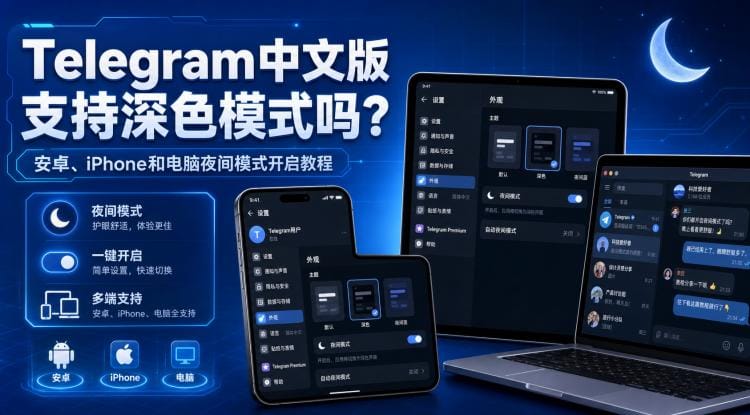 Telegram 中文版支持深色模式吗?安卓、iPhone 和电脑夜间模式开启教程