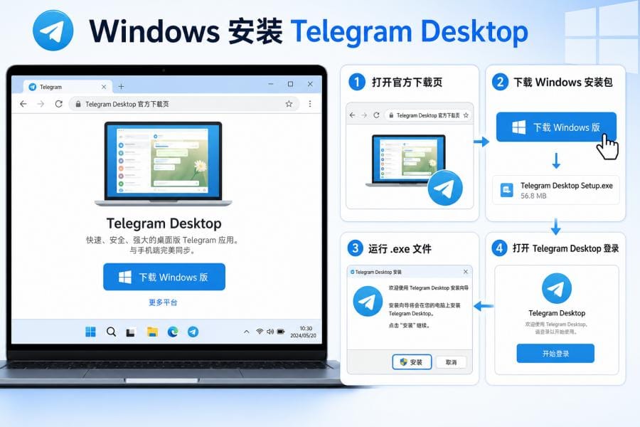 Telegram 电脑版中文版怎么下载?Windows/Mac 安装与中文设置教程 配图 1