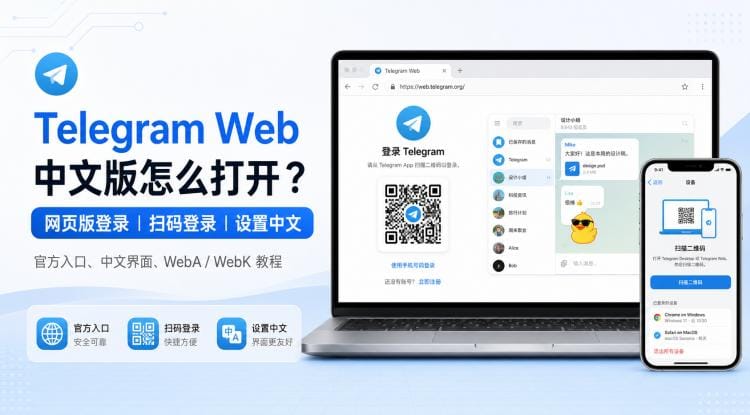 Telegram Web 中文版怎么打开?网页版登录、扫码登录与中文设置教程
